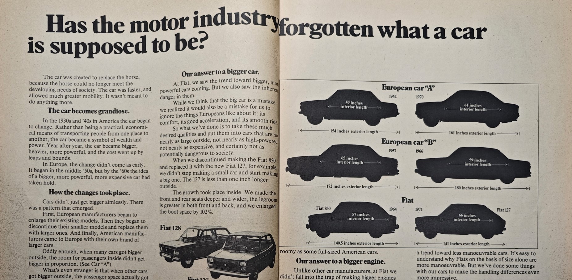 A uitat industria auto ce ar trebui să fie o mașină? - un articol din 1972