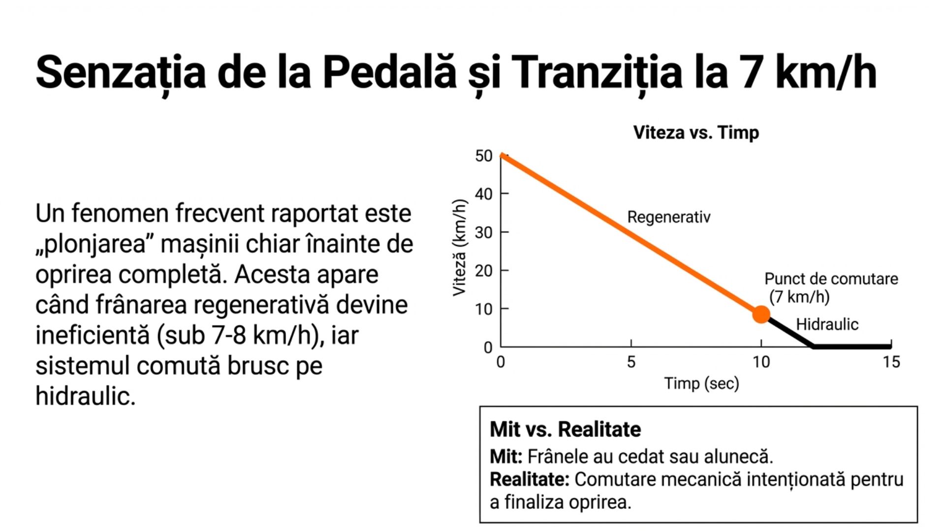 grafic frânare hibrid Toyota tranziție regenerativ hidraulic la 7 km/h