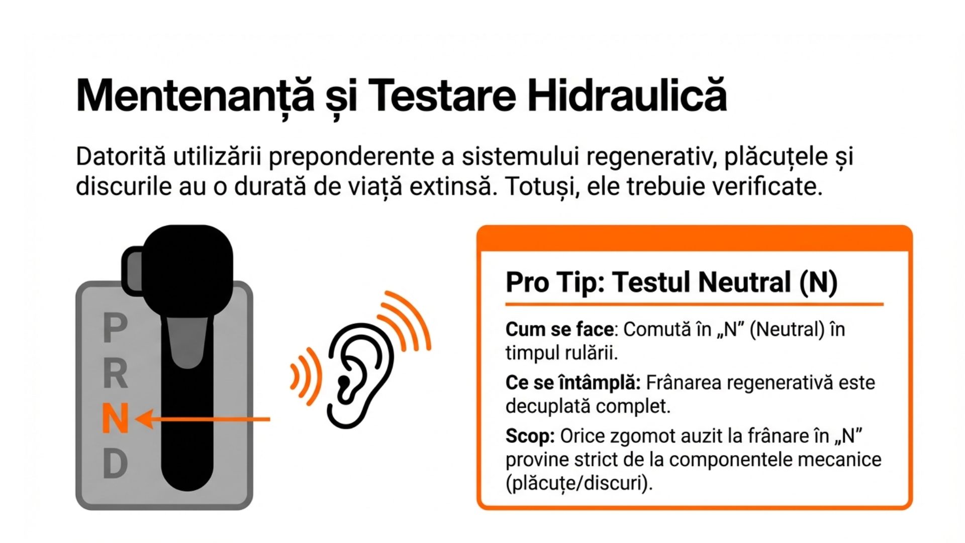 test frânare hidraulică hibrid Toyota poziția N selector viteze