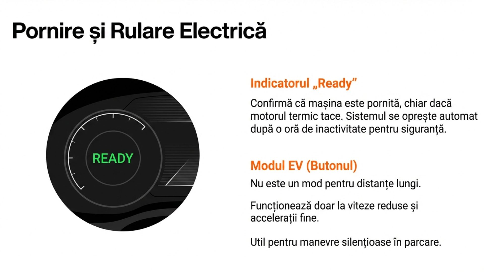 indicator ready bord hibrid Toyota pornire și rulare electrică